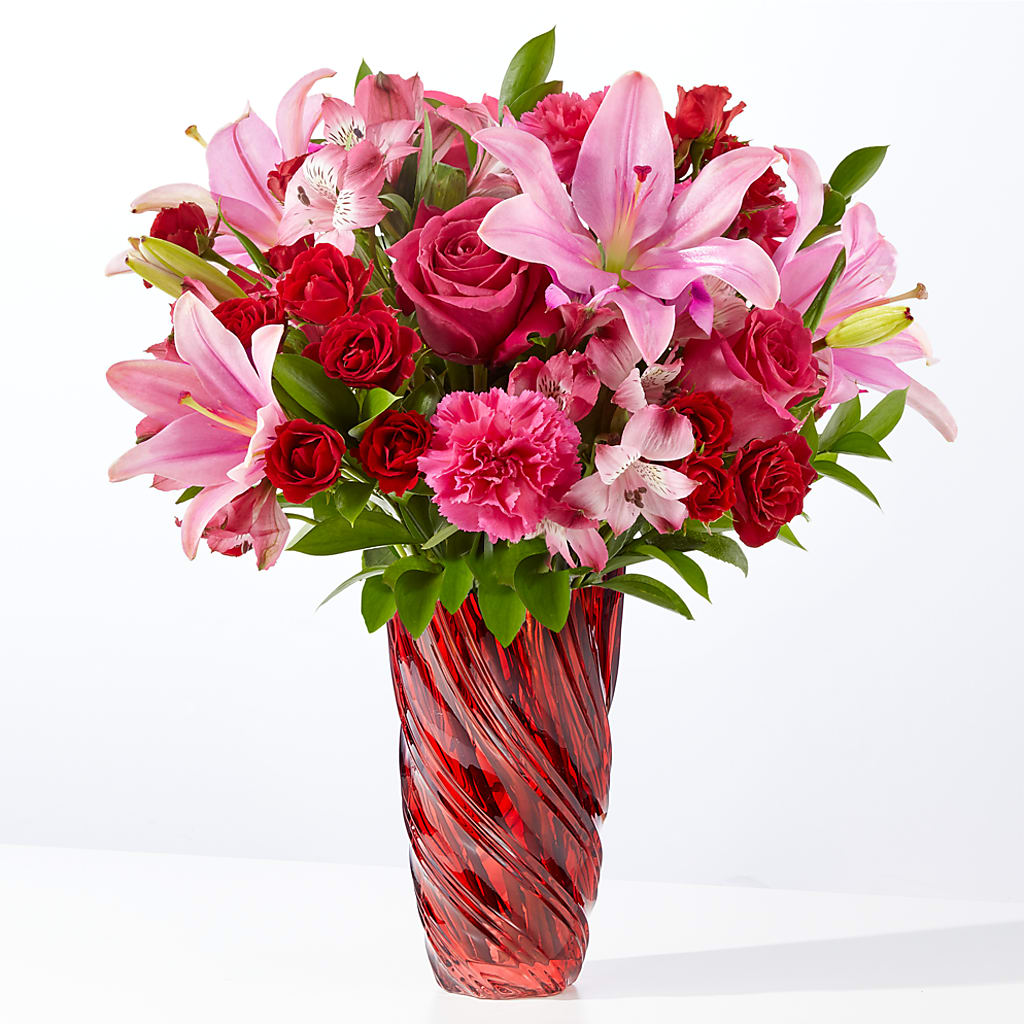 In Love Bouquet with Luxe Swirl Vase – Fleuriste Rive Sud, Longueuil PQ