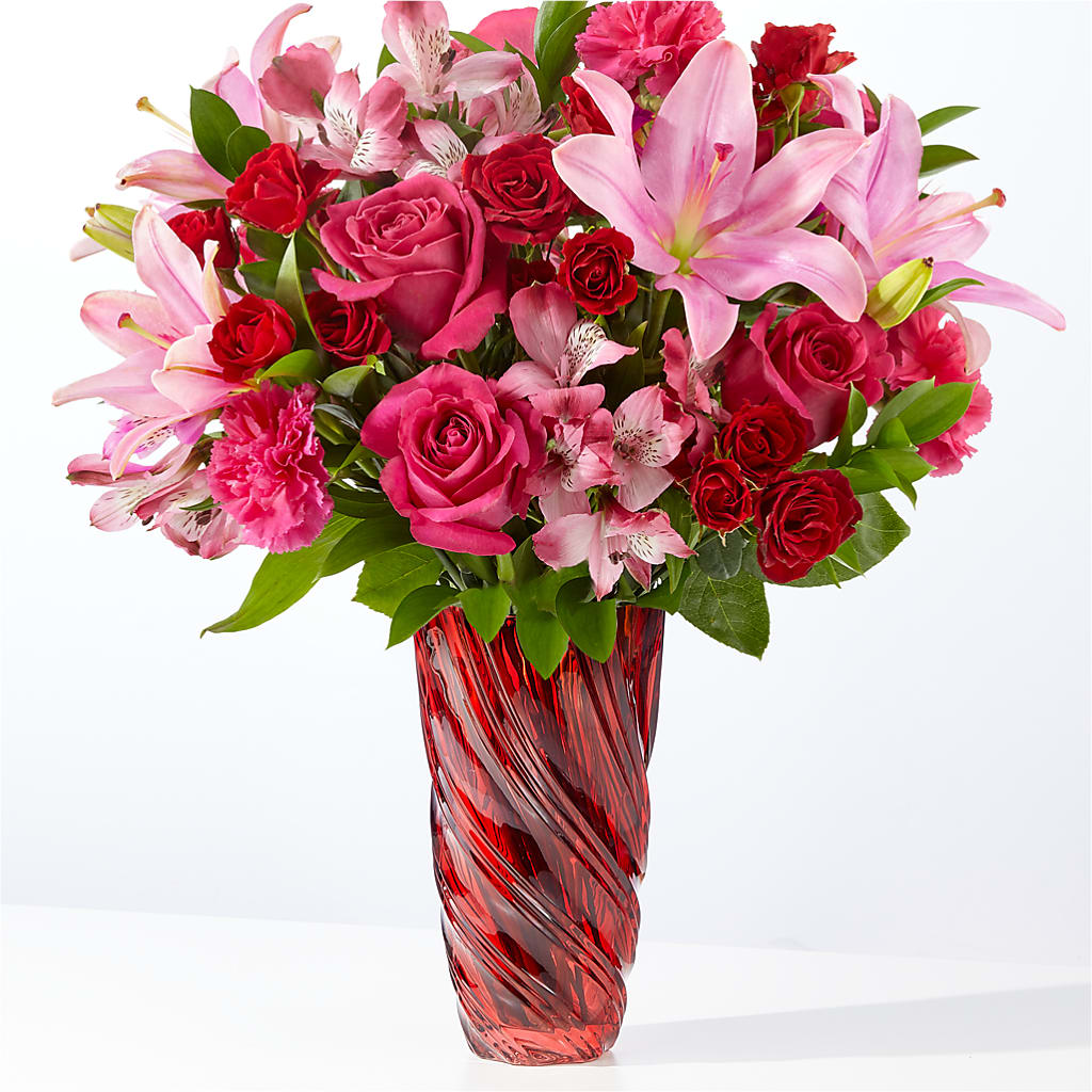 In Love Bouquet with Luxe Swirl Vase – Fleuriste Rive Sud, Longueuil PQ