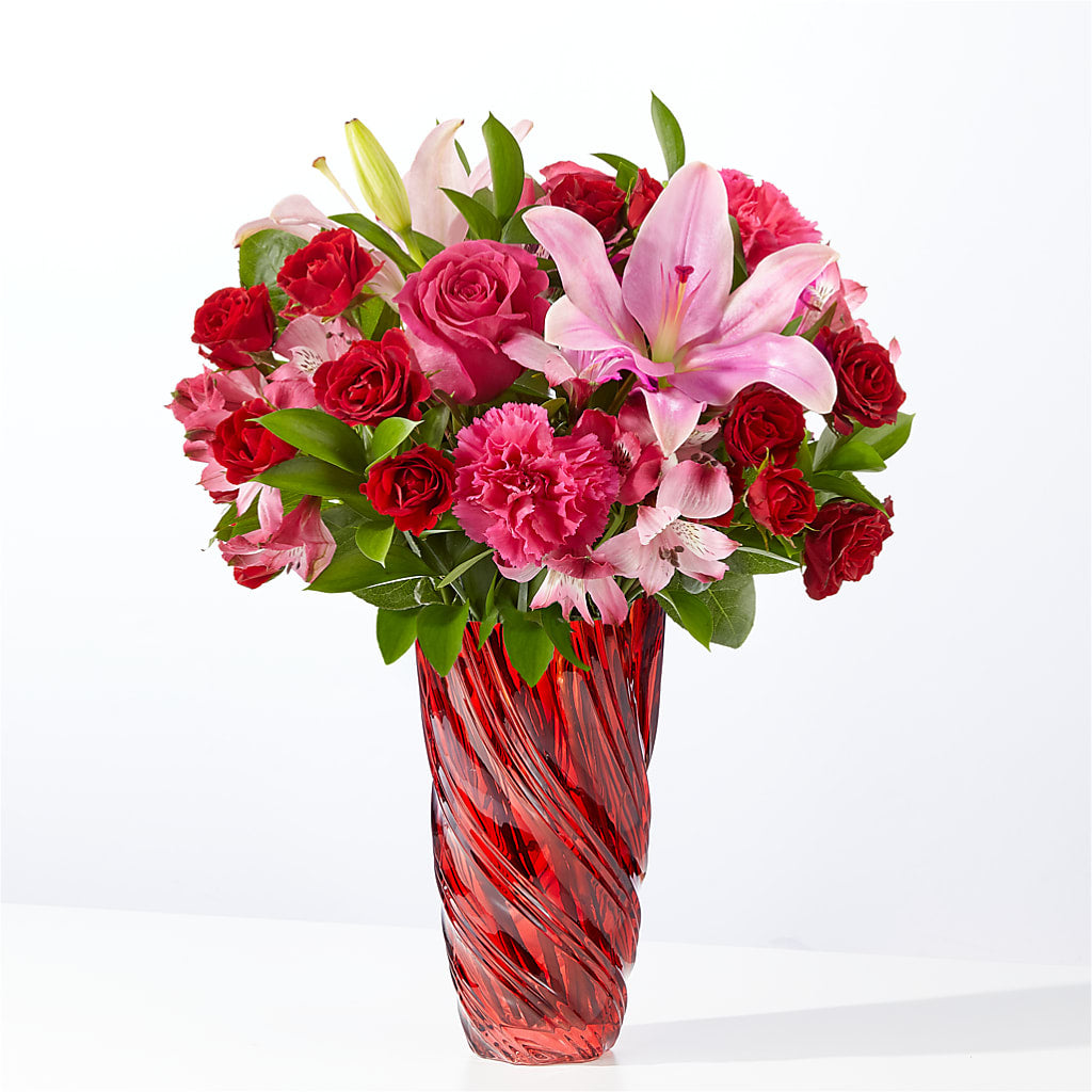 In Love Bouquet with Luxe Swirl Vase – Fleuriste Rive Sud, Longueuil PQ