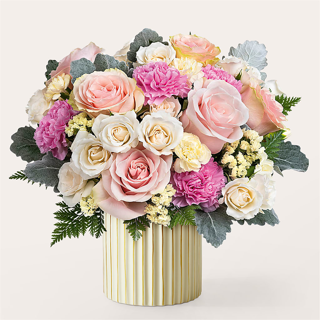 Blissful Moments Bouquet with Ivory Vase – Fleuriste Rive Sud, Longueuil PQ