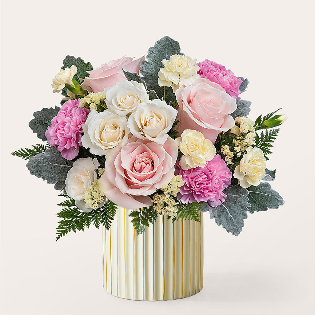 Blissful Moments Bouquet with Ivory Vase – Fleuriste Rive Sud, Longueuil PQ