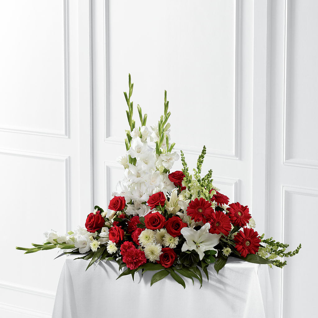 Crimson & White Arrangement – Fleuriste Rive Sud, Longueuil PQ
