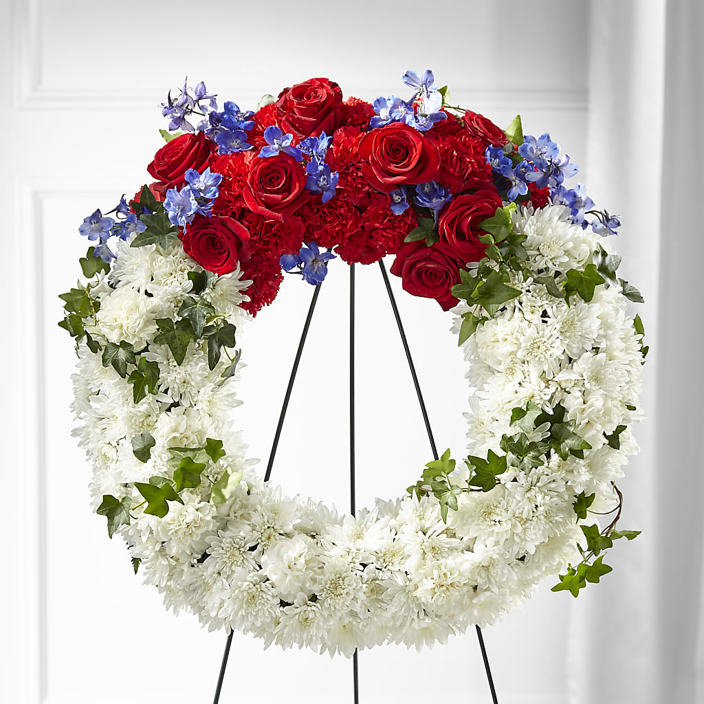 Patriotic Passion Wreath – Fleuriste Rive Sud, Longueuil PQ