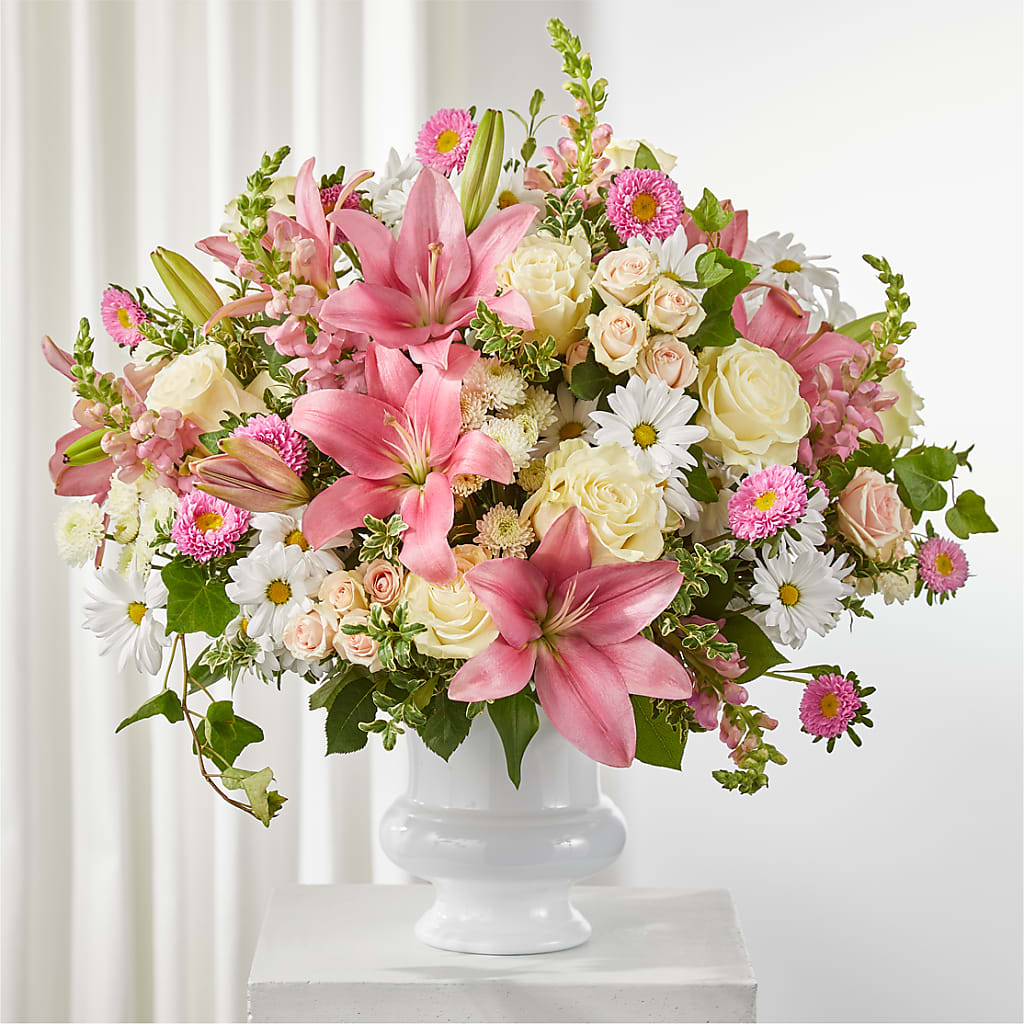 Empathetic Blooms Urn Arrangement – Fleuriste Rive Sud, Longueuil PQ