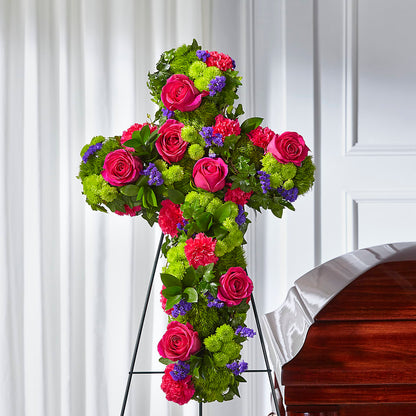 Tribute Rose Floral Cross –  Fleuriste Rive Sud, Longueuil PQ