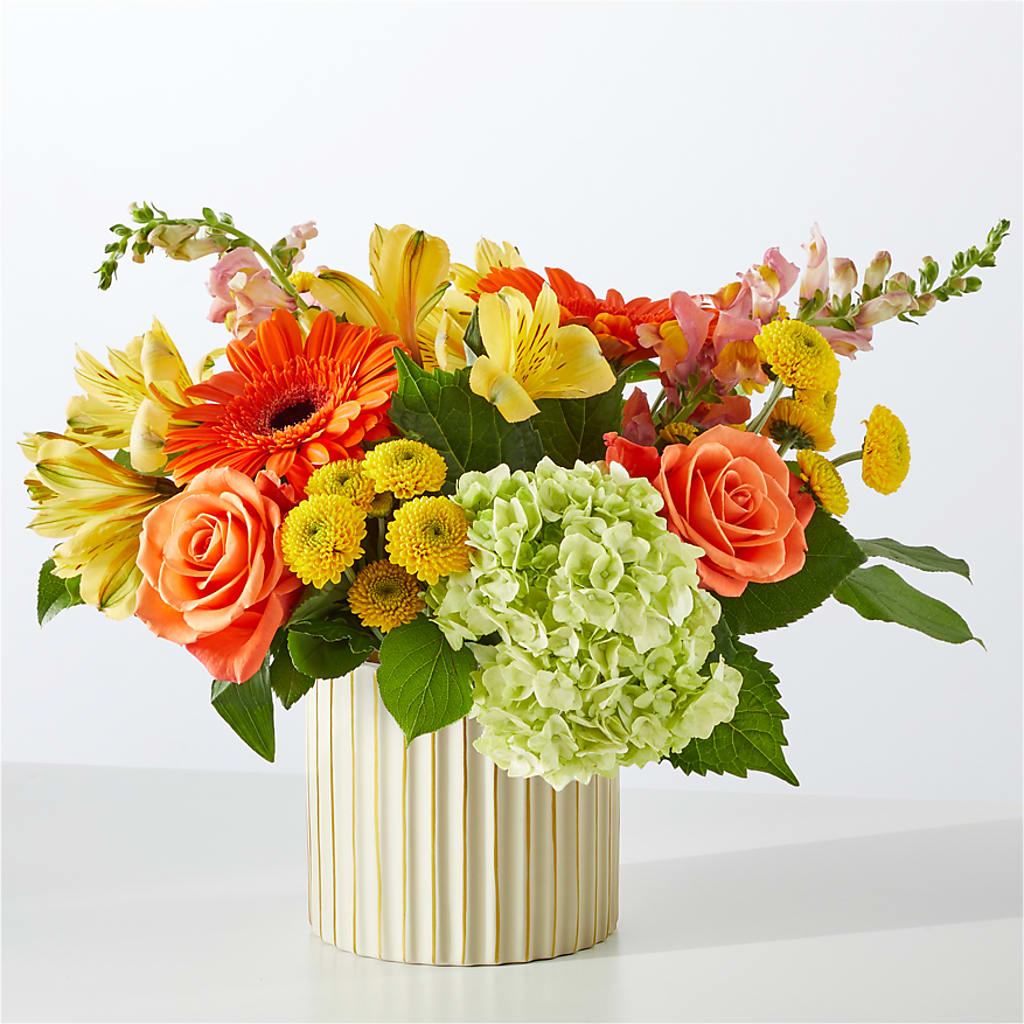 Autumn Sunshine Bouquet with Ivory Vase –  Fleuriste Rive Sud, Longueuil PQ
