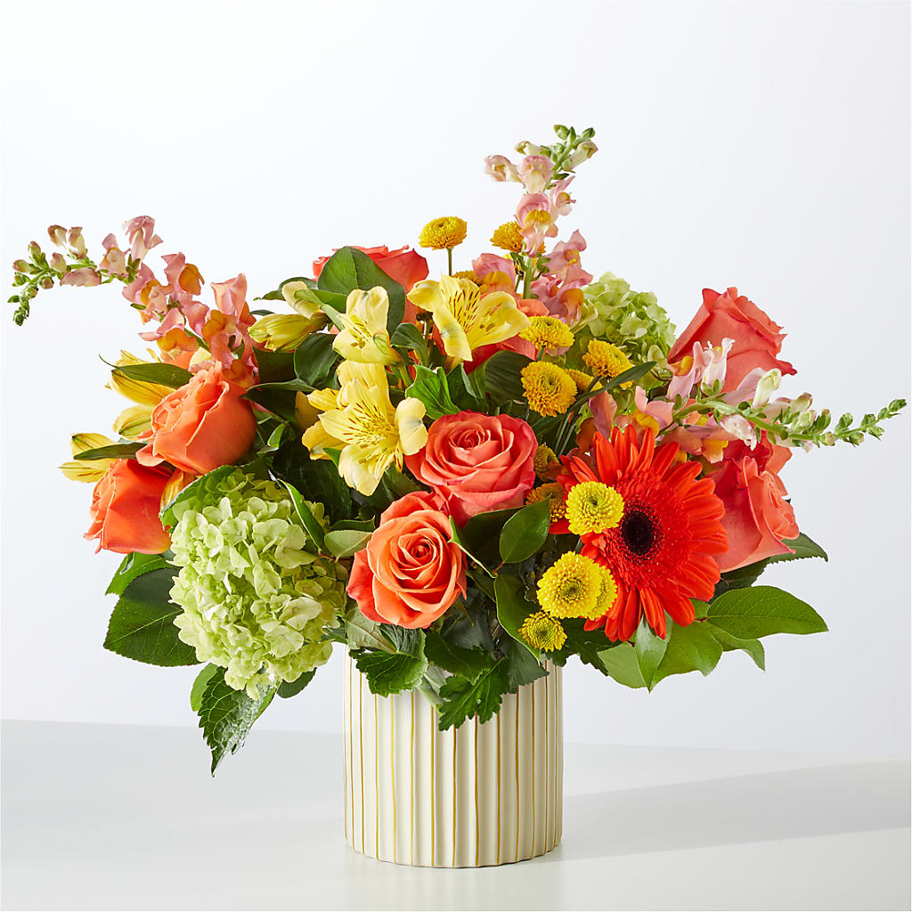 Autumn Sunshine Bouquet with Ivory Vase –  Fleuriste Rive Sud, Longueuil PQ