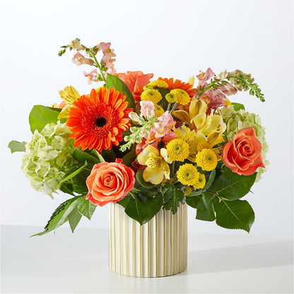 Autumn Sunshine Bouquet with Ivory Vase –  Fleuriste Rive Sud, Longueuil PQ