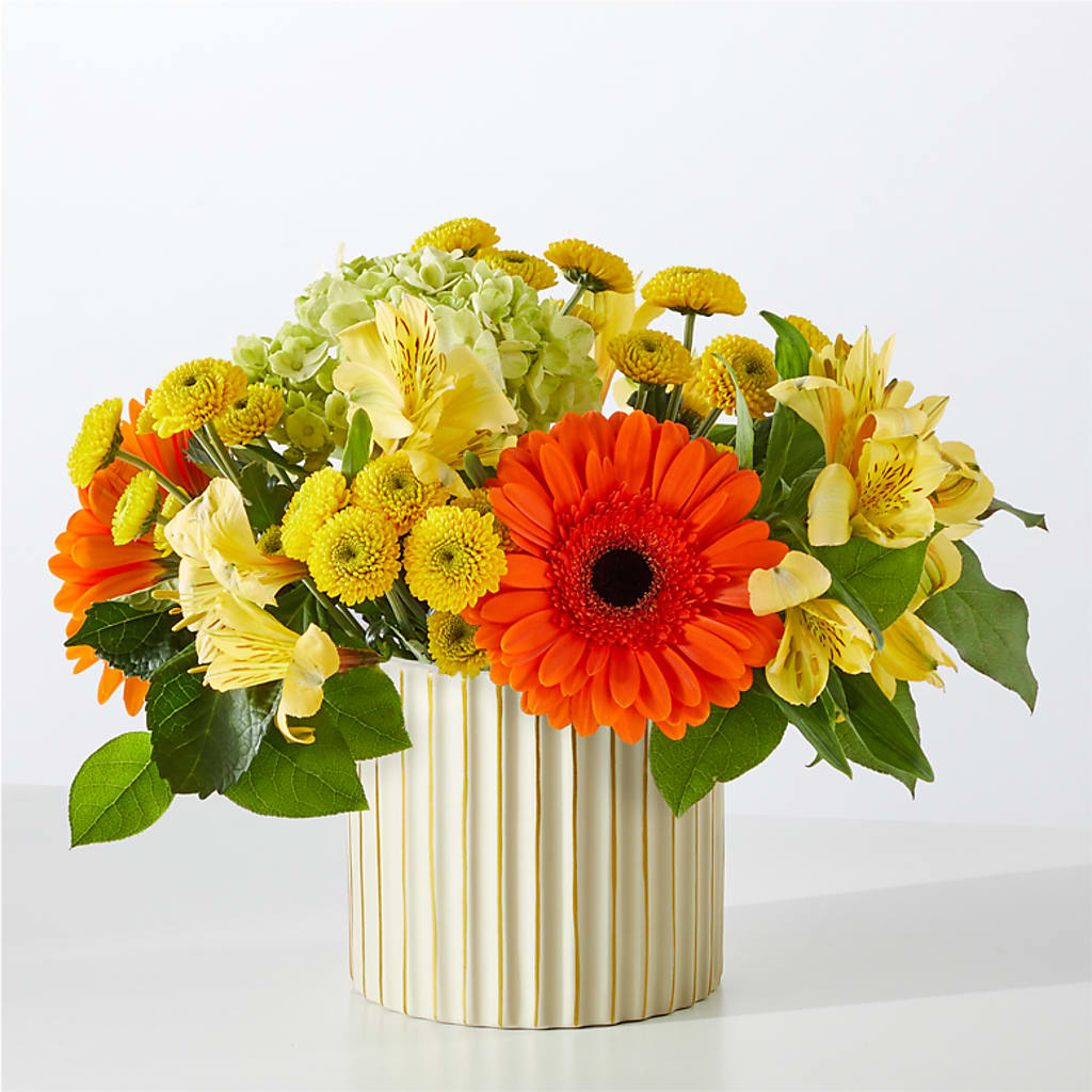 Autumn Sunshine Bouquet with Ivory Vase –  Fleuriste Rive Sud, Longueuil PQ