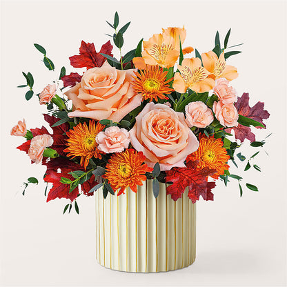 Spiced Latte Bouquet with Ivory Vase –  Fleuriste Rive Sud, Longueuil PQ